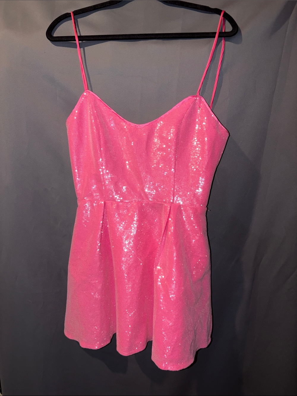 Fashion Nova Hot Pink Sequin Slip Dress